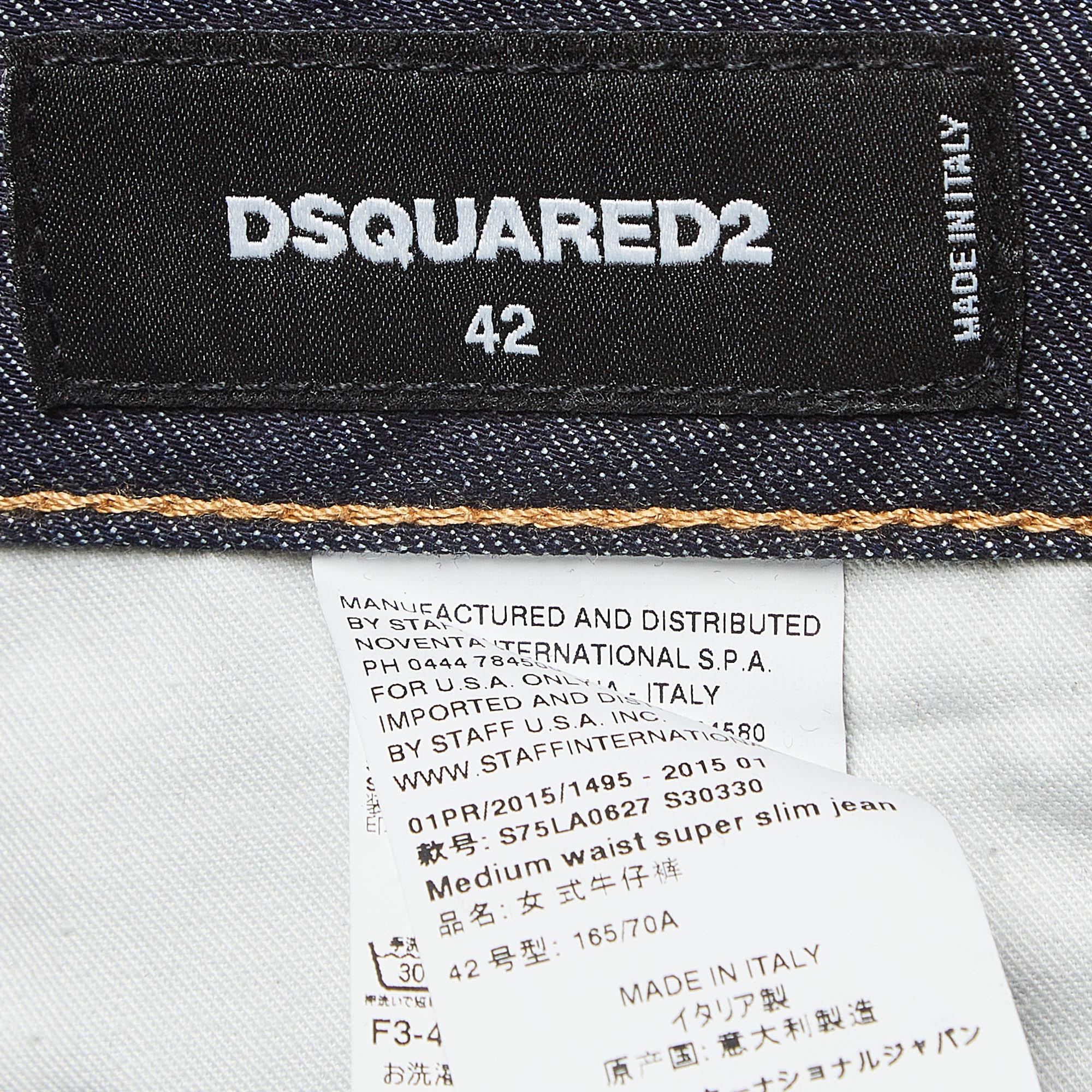 Dsquared2 Navy Blue Denim D Embellished Jeans M Waist 42