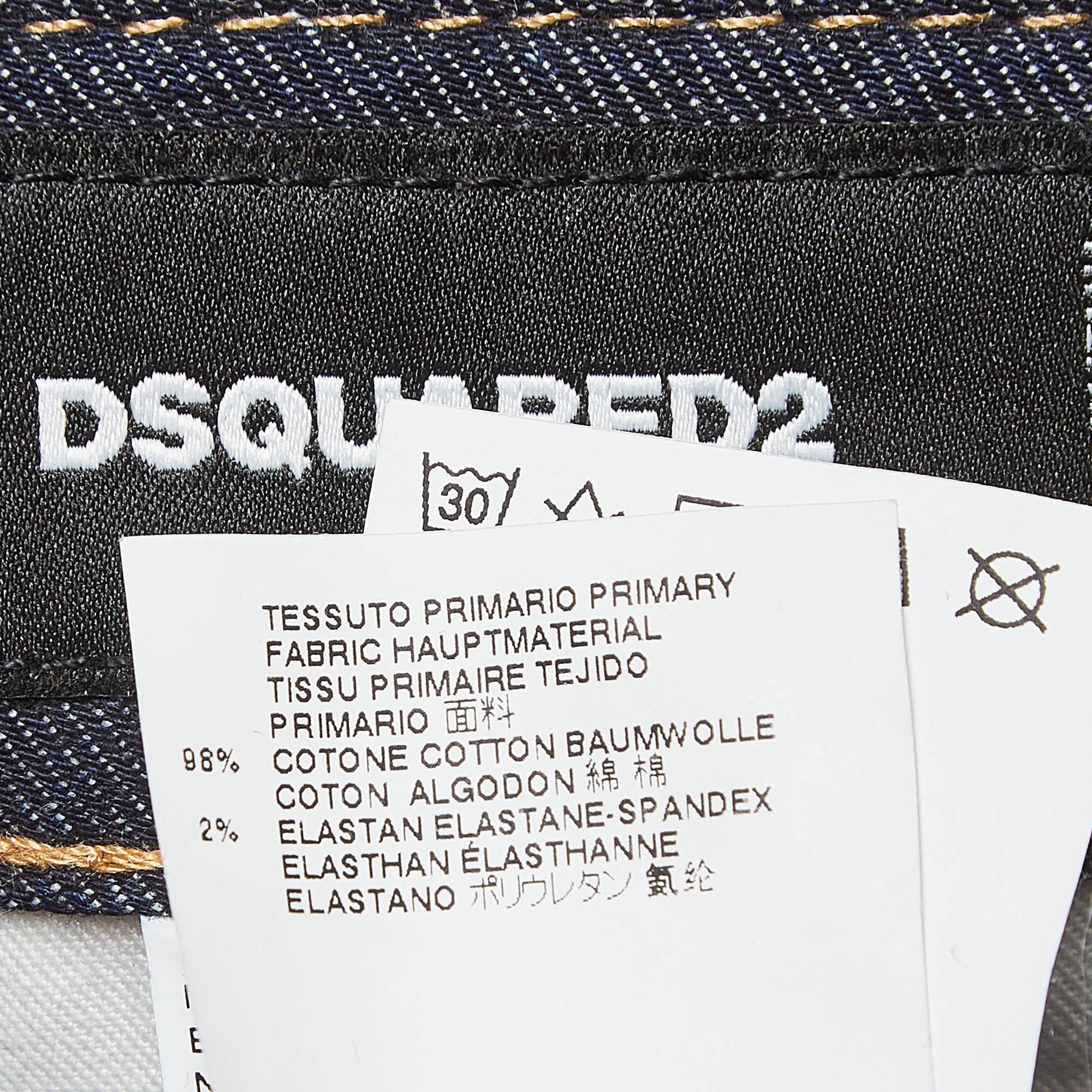 Women's Dsquared2 Navy Blue Denim D Embellished Jeans M Waist 42