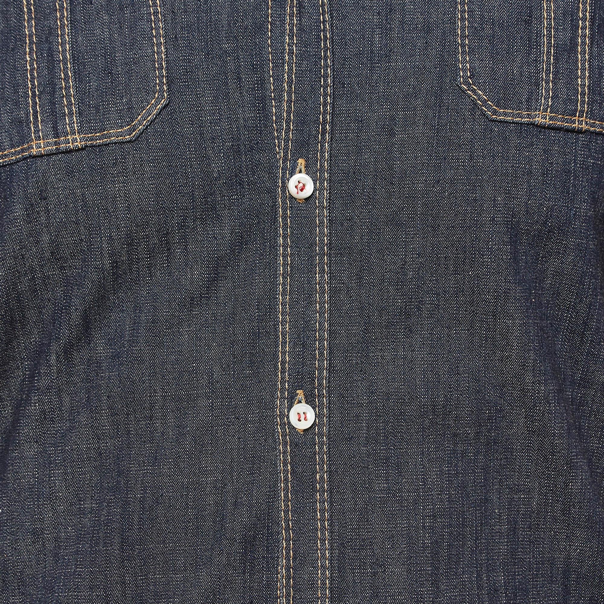 Dsquared2 Marineblaues Kurzarmhemd aus Denim XS (Schwarz) im Angebot