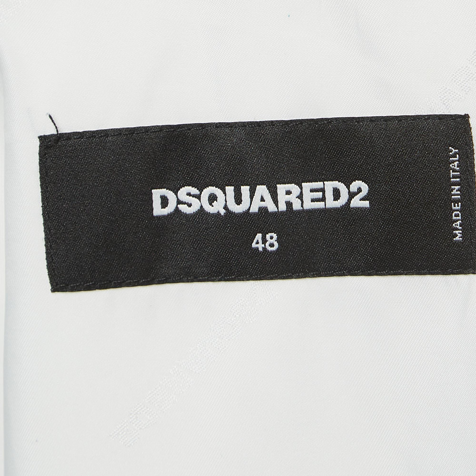 Men's Dsquared2 Navy Blue Distressed Denim Vest M For Sale
