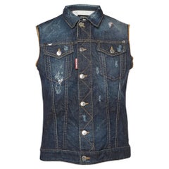 Dsquared2 Chaleco vaquero azul marino desgastado M