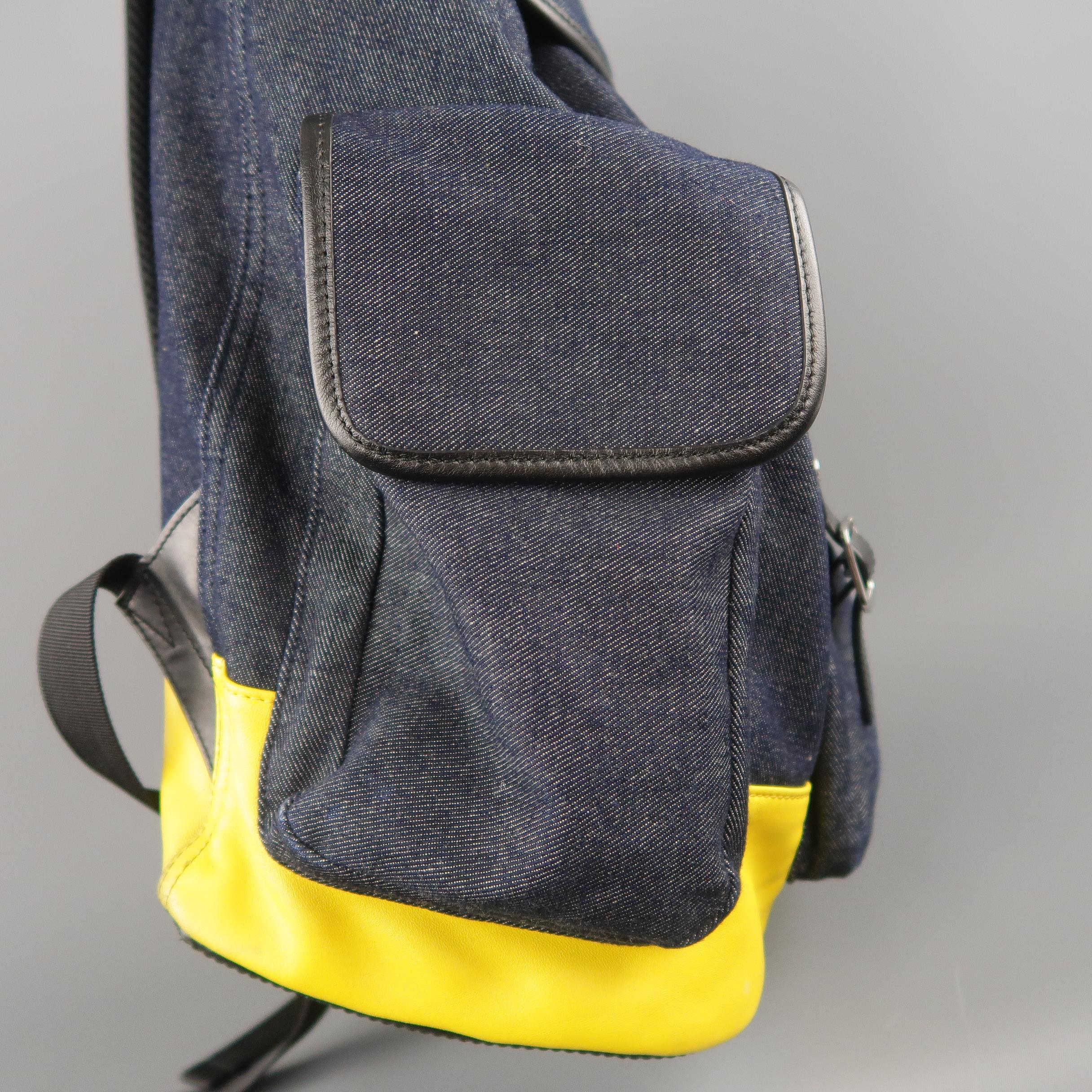 Men's DSQUARED2 Navy Denim & Yellow Leather Backpack