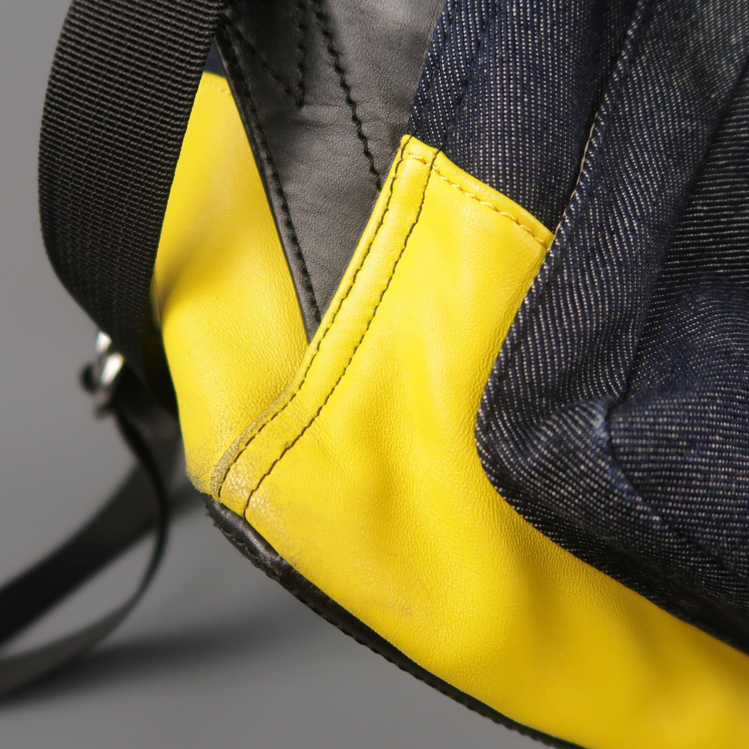 DSQUARED2 Navy Denim & Yellow Leather Backpack 1