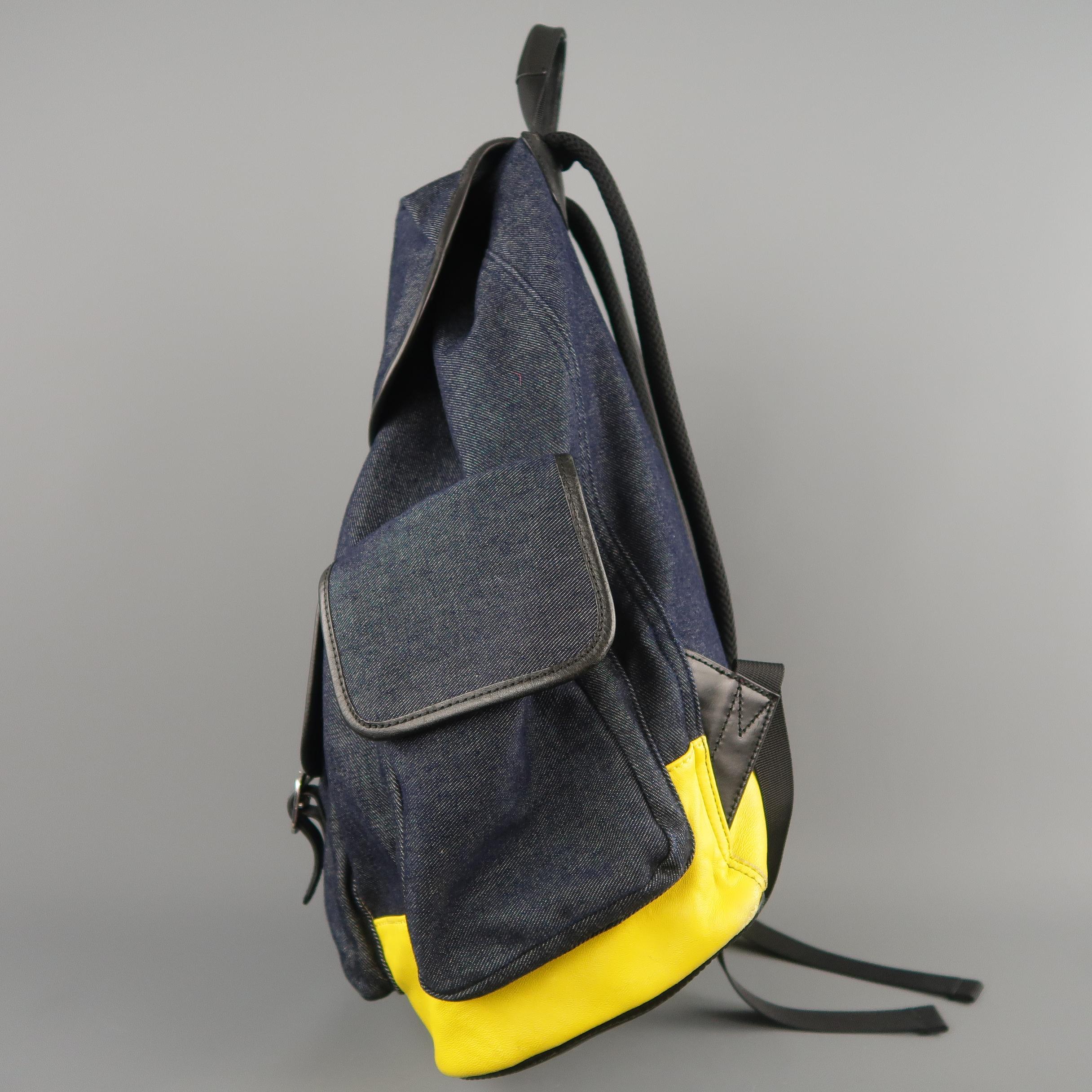 DSQUARED2 Navy Denim & Yellow Leather Backpack 4