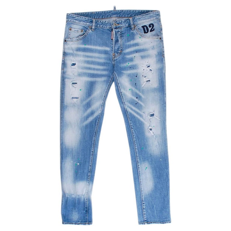 Dsquared2 - Jean en jean vieilli à éclaboussures de peinture pour homme,  taille ITA50 (M) En vente sur 1stDibs