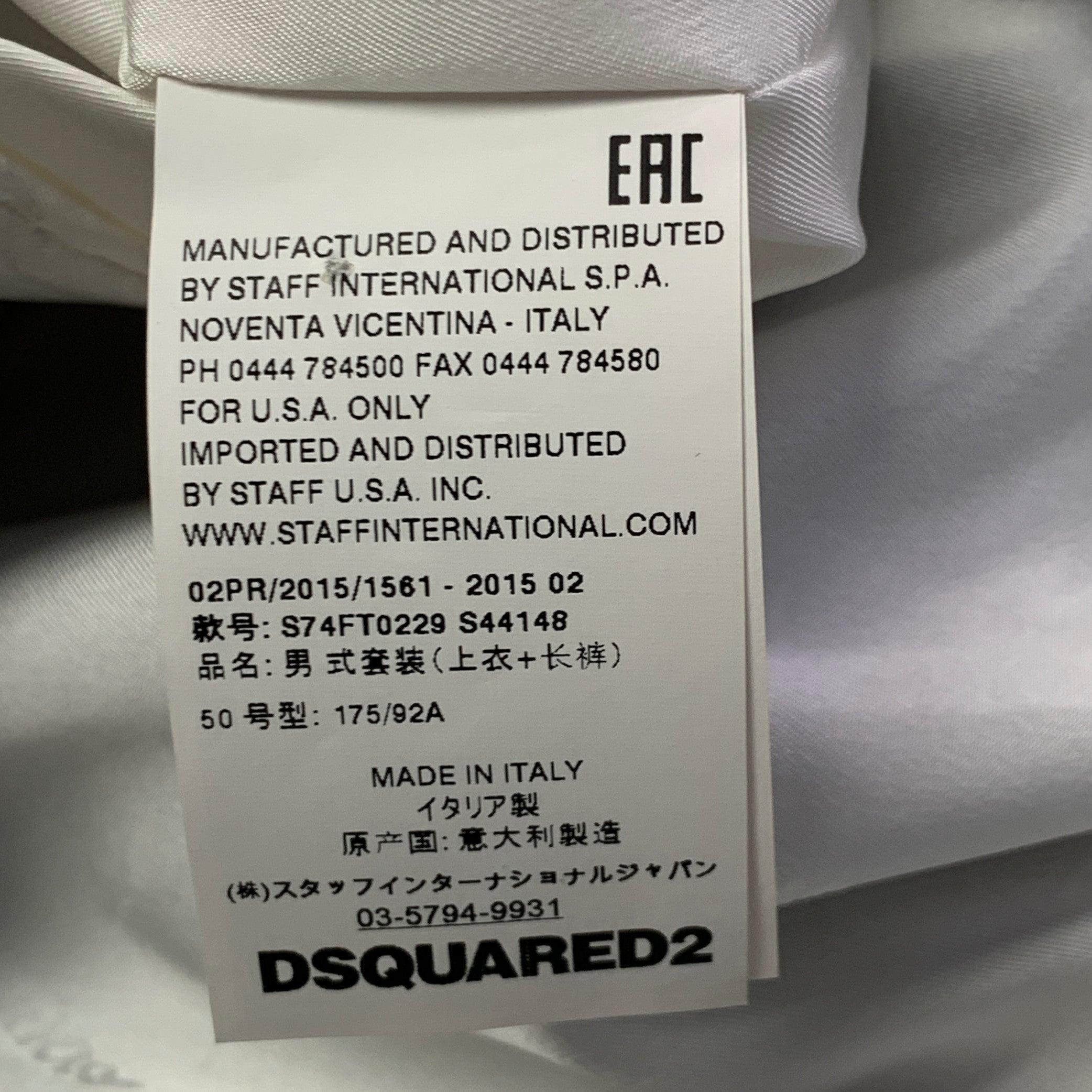 DSQUARED2 PARIS Talla 40 Gris Negro Pata de gallo Lana Traje con solapa de muesca en venta 6