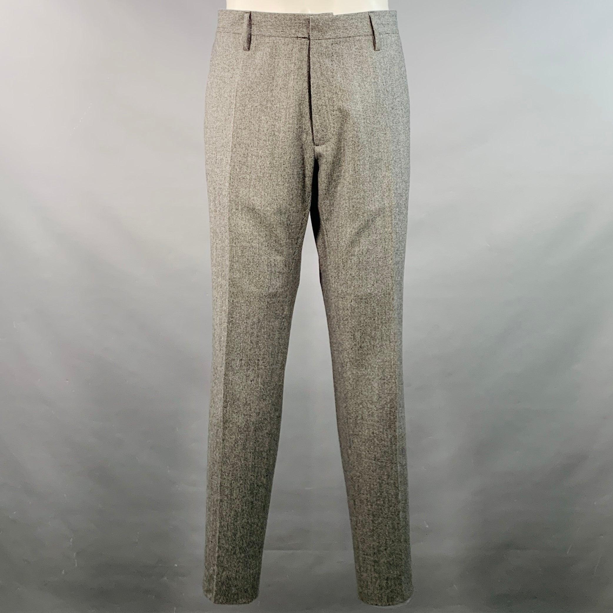 DSQUARED2 PARIS Talla 40 Gris Negro Pata de gallo Lana Traje con solapa de muesca en venta 1