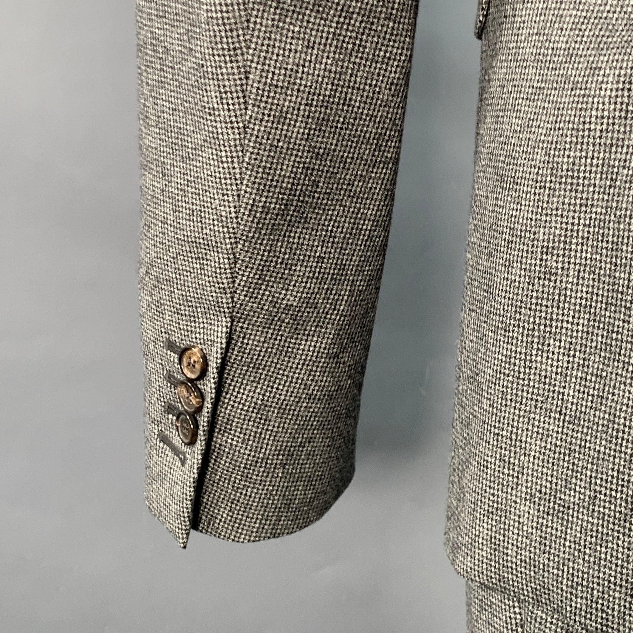 DSQUARED2 PARIS Talla 40 Gris Negro Pata de gallo Lana Traje con solapa de muesca en venta 3