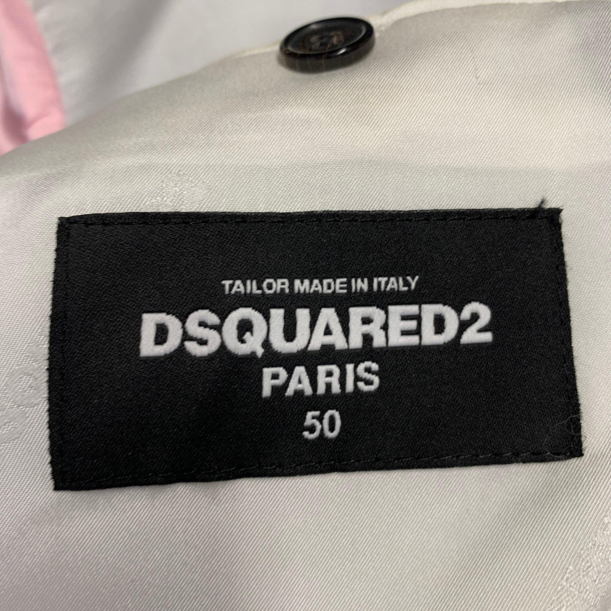 DSQUARED2 PARIS Talla 40 Gris Negro Pata de gallo Lana Traje con solapa de muesca en venta 4