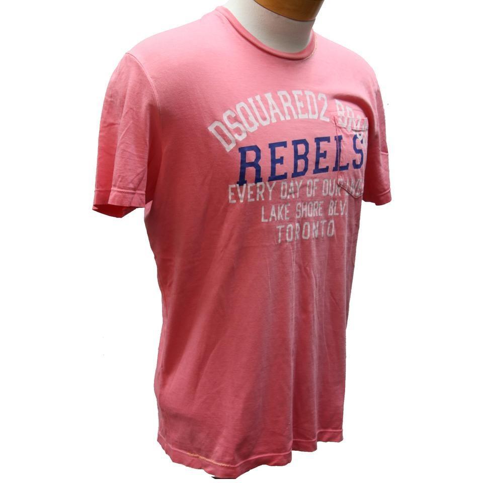 Dsquared2 Pink L Dsq2 Classic Lake Shore Toronto 'Rebels' Men's Tee Shirt

Pink cotton T-shirt from DSQUARED2 featuring a crew neck, short sleeves, a straight hem, contrasting blue 'Rebels' print to the front with white 'Everyday of our lives', and
