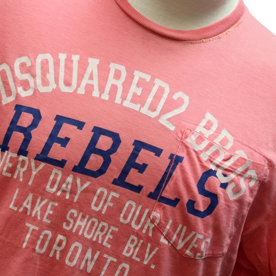 Dsquared2 - T-shirt rose classique pour homme Lake Shore Toronto 'Rebels' L Dsq2 Bon état - En vente à Downey, CA