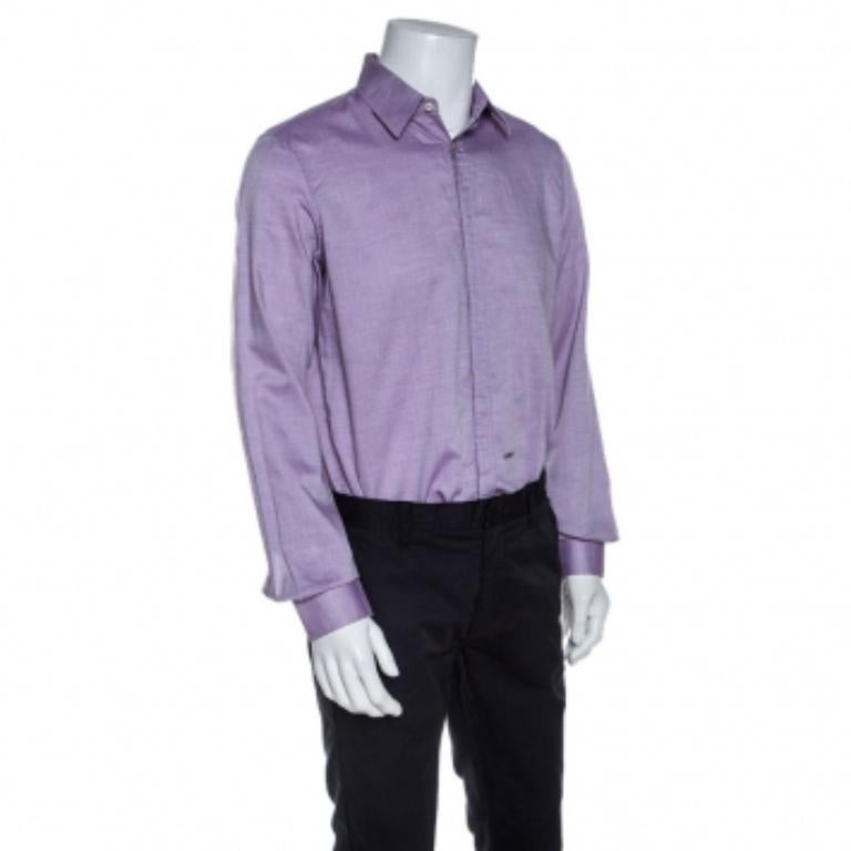 Dsquared2 Purple Chambray Cotton Button Front Shirt XL Herren im Angebot