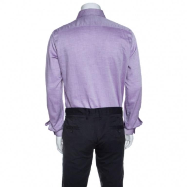 Dsquared2 Purple Chambray Cotton Button Front Shirt XL im Angebot 1