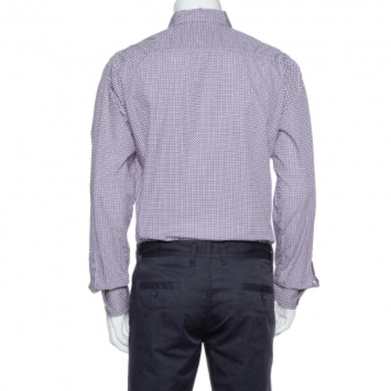 Dsquared2 Purple Printed Cotton Long Sleeve Shirt XL For Sale 1