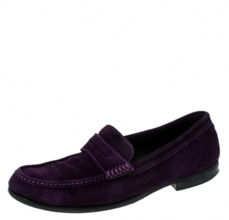 Dsquared2 Purple Suede Penny Loafers Size 40.5 Pour hommes en vente