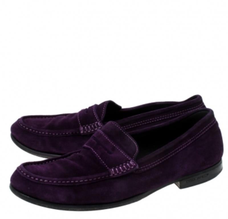 Dsquared2 Purple Suede Penny Loafers Size 40.5 en vente 1