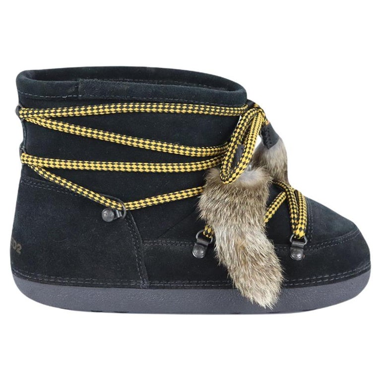 Dsquared2 Raccoon Fur And Suede Ankle Boots Eu 38-40 Uk 5-7 Us 8-10 For  Sale at 1stDibs