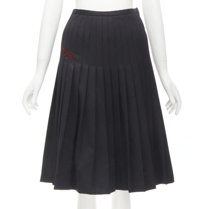 Black DSQUARED2 red ANGEL embroidery black pleated flared knee length skirt IT38 XS For Sale