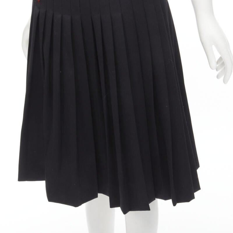 DSQUARED2 red ANGEL embroidery black pleated flared knee length skirt IT38 XS For Sale 2