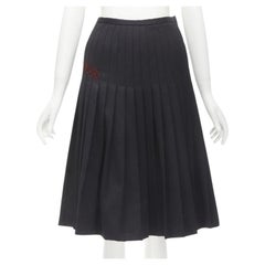 DSQUARED2 red ANGEL embroidery black pleated flared knee length skirt IT38 XS