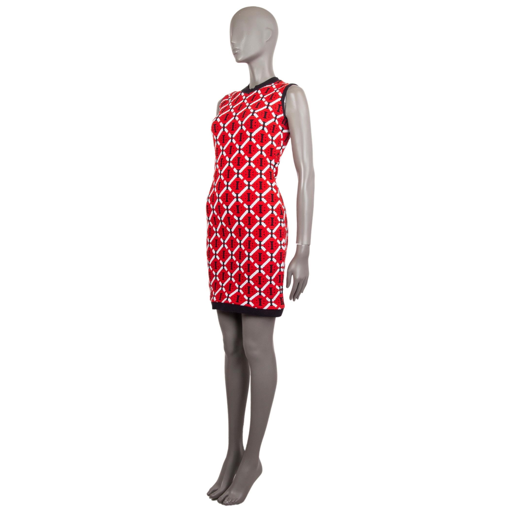 100% authentic Dsquared2 jacquard-knit bodycon dress in red, white, and black cotton (95%) and elastane (5%). Unlined. Has been worn and is in excellent condition. 

Measurements
Tag Size	M
Size	M
Bust	80cm (31.2in) to 100cm (39in)
Waist	66cm