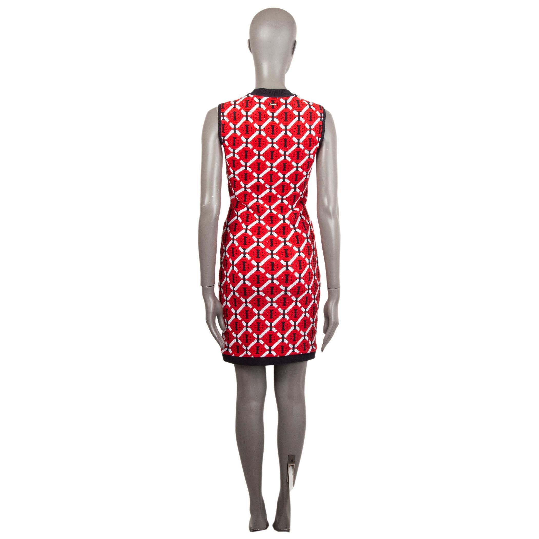 DSQUARED2 red black white cotton JACQUARD KNIT BODYCON Dress M In Excellent Condition In Zürich, CH