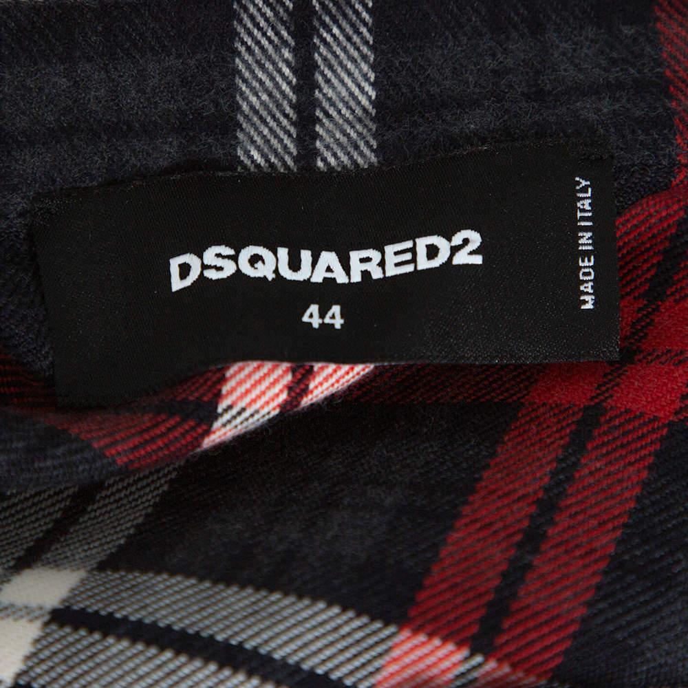Men's Dsquared2 Red & Grey Cotton Checked Flannel Shirt XS