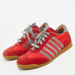 Dsquared2 - Baskets basses en daim et toile rouge/gris, taille 41