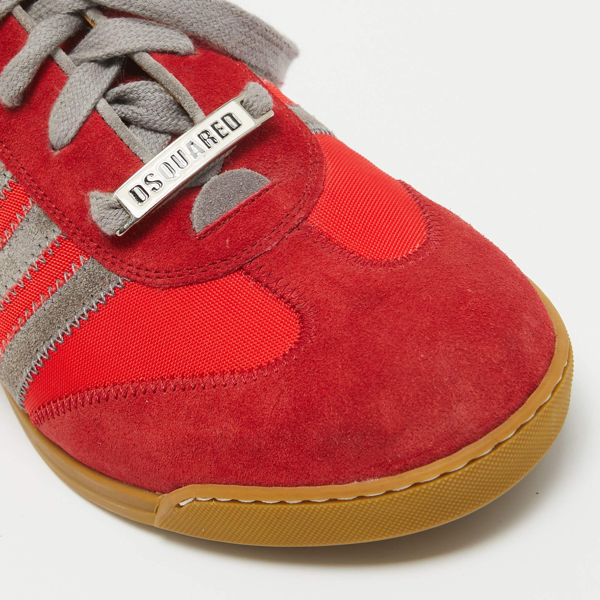 Dsquared2 - Baskets basses en daim et toile rouge/gris, taille 41 en vente 2