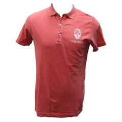 Dsquared2 Red Hockey Mask Print International Match Polo Shirt Button-Down Top
