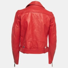 Dsquared2 Red Leather Zip-Up Biker Jacket S