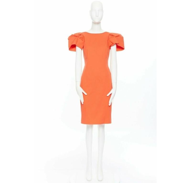 DSQUARED2 rojo naranja drapeado dardo manga abullonada hombros grandes vestido IT44 L Naranja en venta