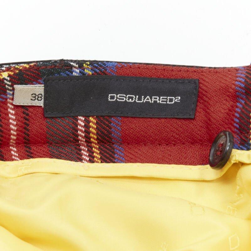 DSQUARED2 pantalón recortado de cuadros escoceses rojos con ribete de charol IT40 S en venta 5