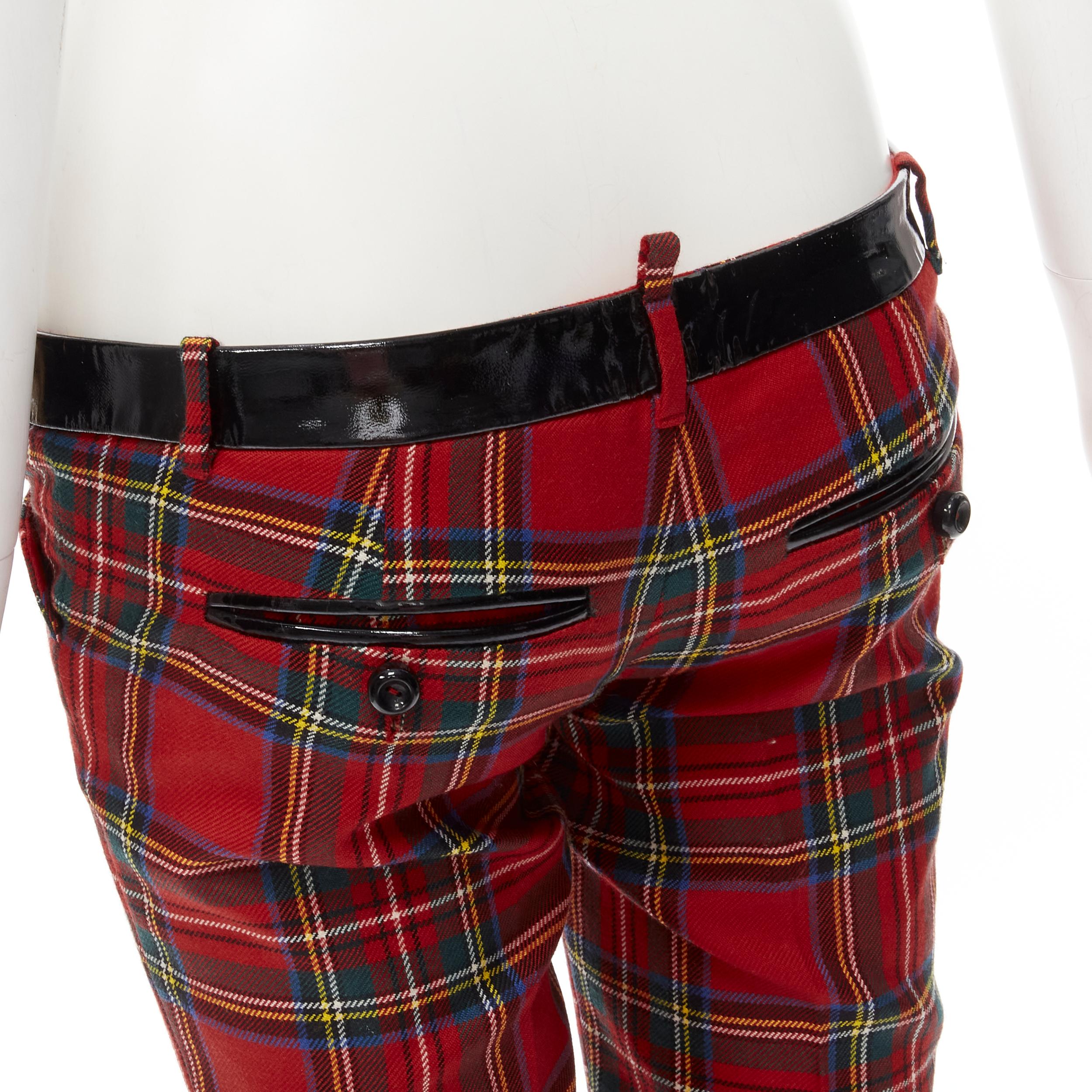 DSQUARED2 red punk plaid patent trim cropped pants IT40 S 
Reference: ANWU/A00568 
Brand: Dsquared2 
Material: Feels like wool 
Color: Red 
Pattern: Plaid 
Closure: BUtton 
Extra Detail: Black patent trim waist band. 4-pocket design. 


CONDITION: