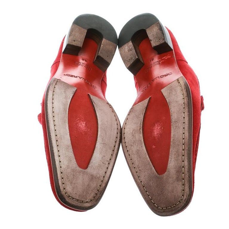 DSquared2 Red Suede Slip On Loafers Size 44 For Sale at 1stDibs