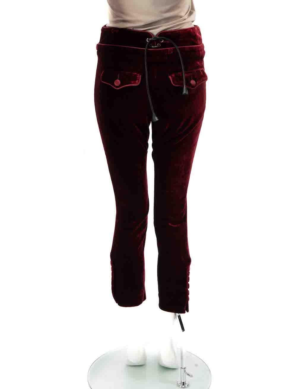 Dsquared2 Slim Trousers aus rotem Samt Größe XXS im Zustand „Gut“ im Angebot in London, GB