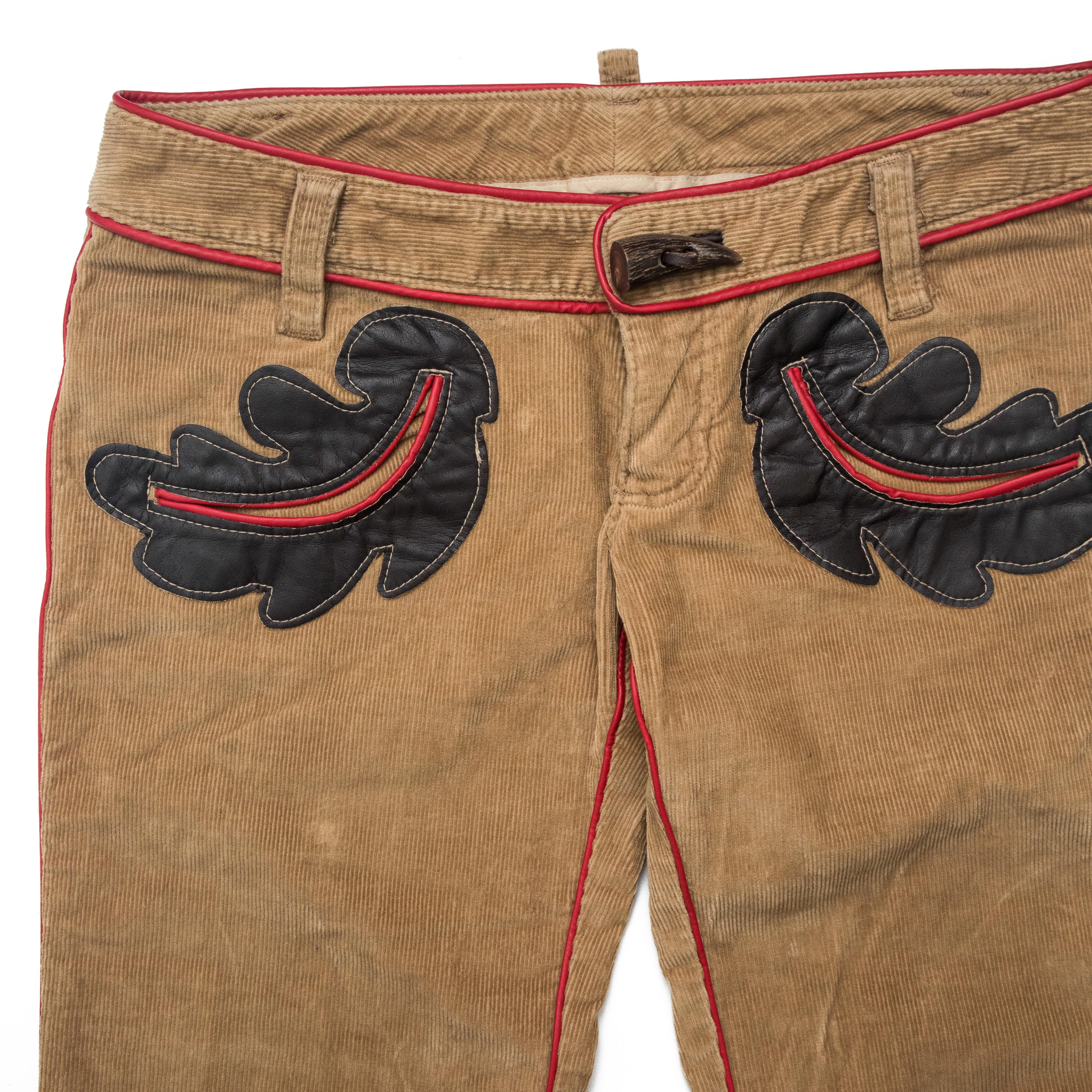 Pantalones bajos de pana Dsquared2 Runway 2004 talla 46 Marrón en venta