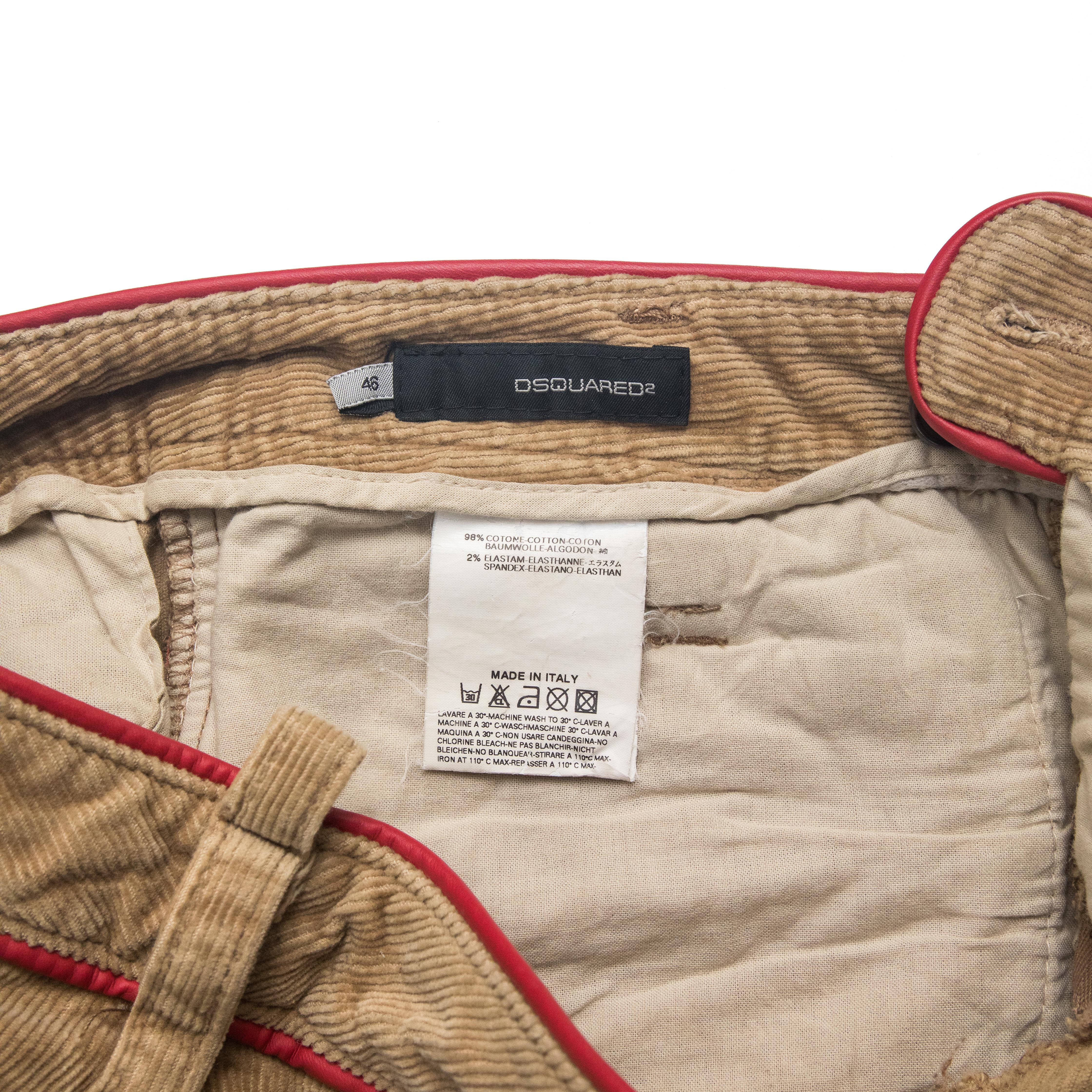 Pantalones bajos de pana Dsquared2 Runway 2004 talla 46 en venta 1