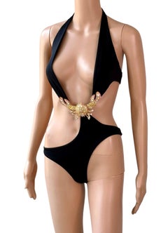 Dsquared2 S/S 2005 Runway Crystal Embellished Cutout Monokini One-Piece Swimsuit
