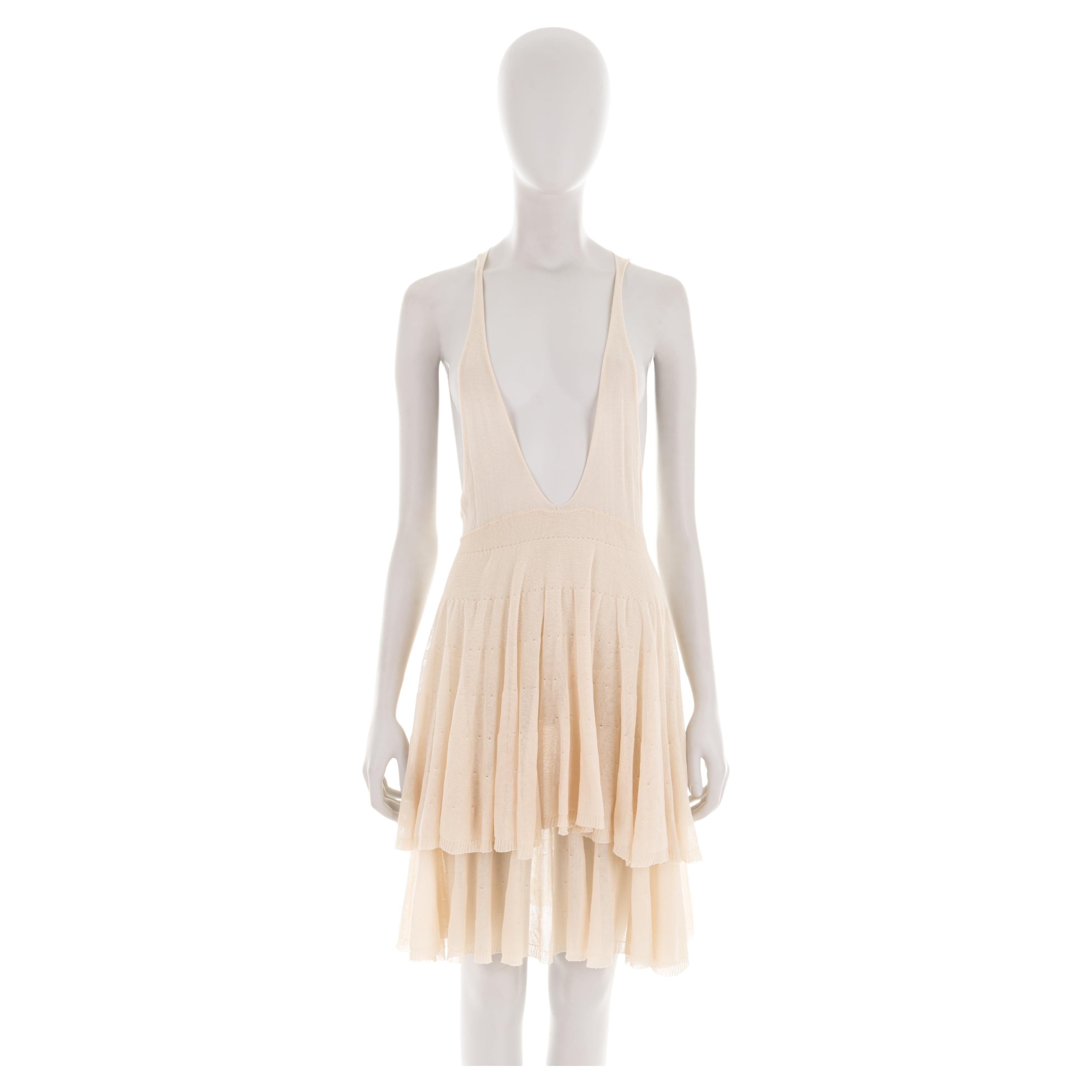 - Dsquared2 spring-summer 2006 
- Sold by Gold Palms Vintage
- Ruffled knit mini dress
- Plunging neckline with thin straps 
- Size: XS
