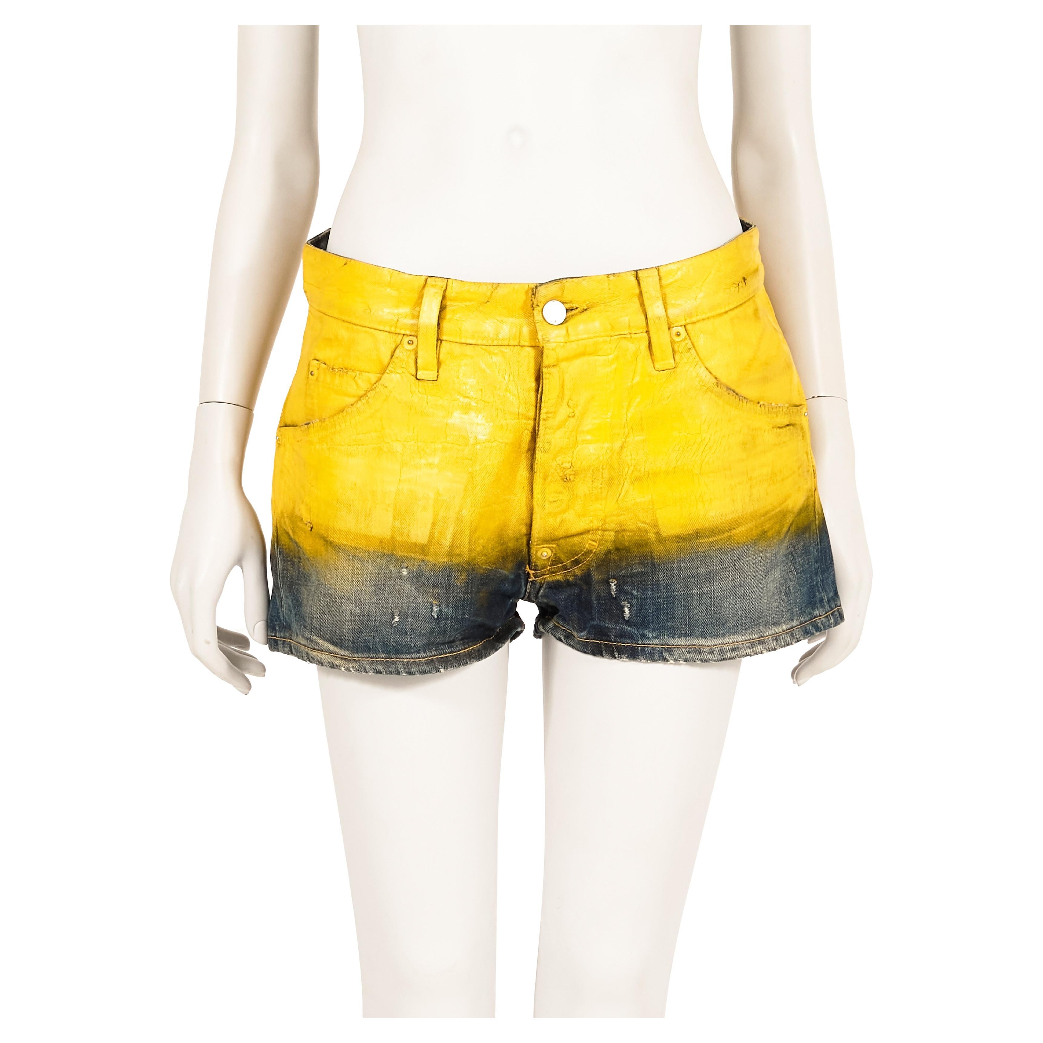 Dsquared2 S/S 2010 yellow varnished denim shorts For Sale