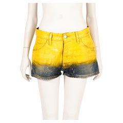 Used Dsquared2 S/S 2010 yellow varnished denim shorts