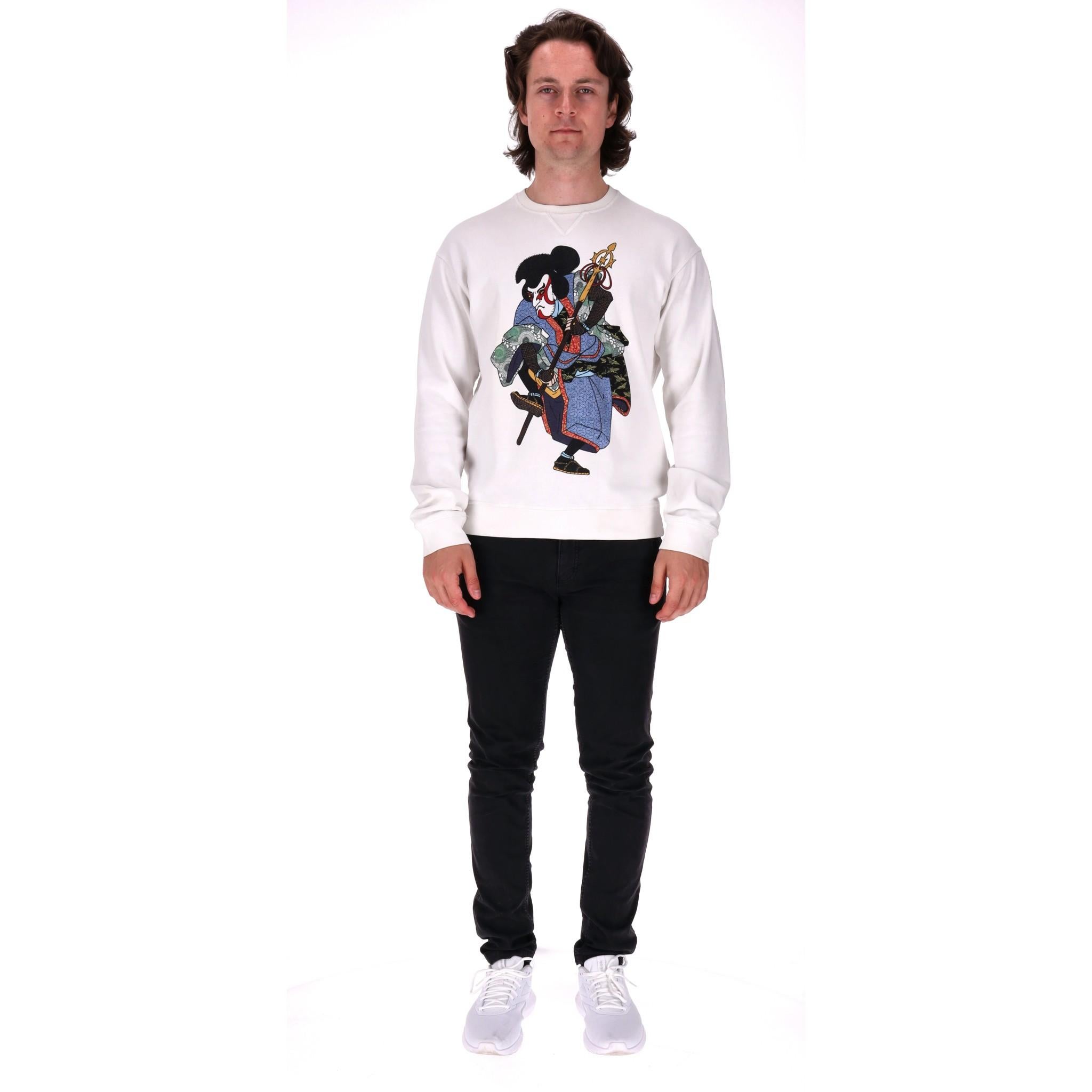 Dsquared2 Samurai Cotton Sweatshirt

White long-sleeved sweatshirt designed with signature Samurai print to the front.

Featuring ribbed cuffs and hem and crew neckline.

Size – XL

Condition – Good (Small marks)

Composition – 100% Cotton