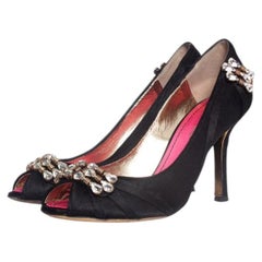 Dsquared2, satin crystal peep-toe pumps