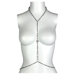 Dsquared2 Silver Crystal Rosary Body Chain Necklace