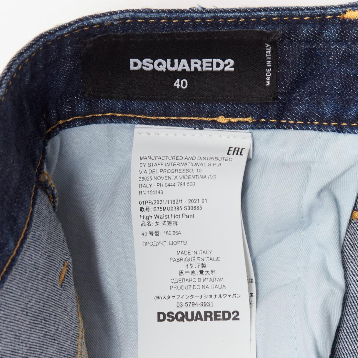 DSQUARED2 silver dome studs blue washed denim beige trim hot shorts IT40 S For Sale 4