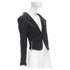 DSQUARED2 plata punk Barbell Piercing cremallera negro cropped blazer S