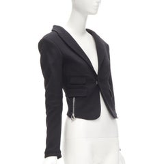 DSQUARED2 silver punk Barbell Piercing zipper black cropped blazer S
