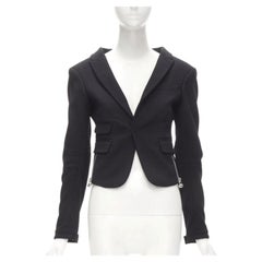 DSQUARED2 plata punk Barbell Piercing cremallera negro cropped blazer S
