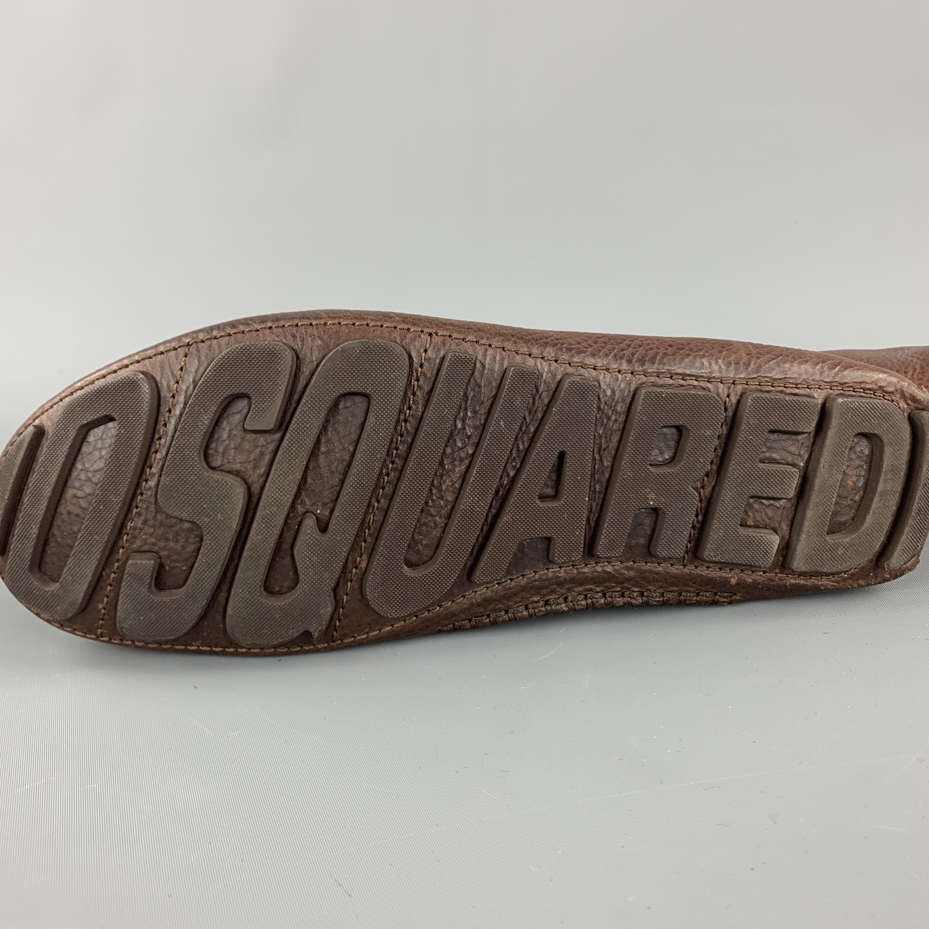 DSQUARED2 Size 10 Brown Leather Driver Sole  Loafers For Sale 2